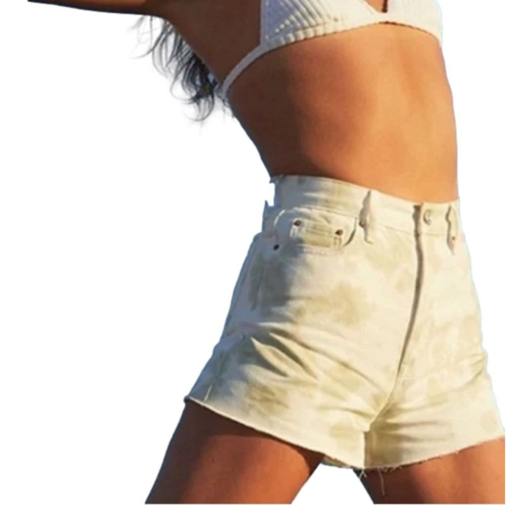 NWT PacSun Ultra High Rise vintage mom jean shorts in tie dye green 28